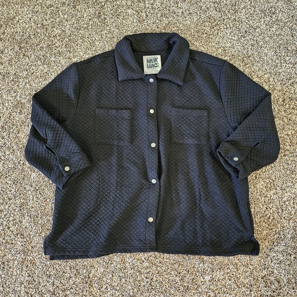 Muk Luks Black Quilted Utility Jacket P1X - Picture 1 of 6